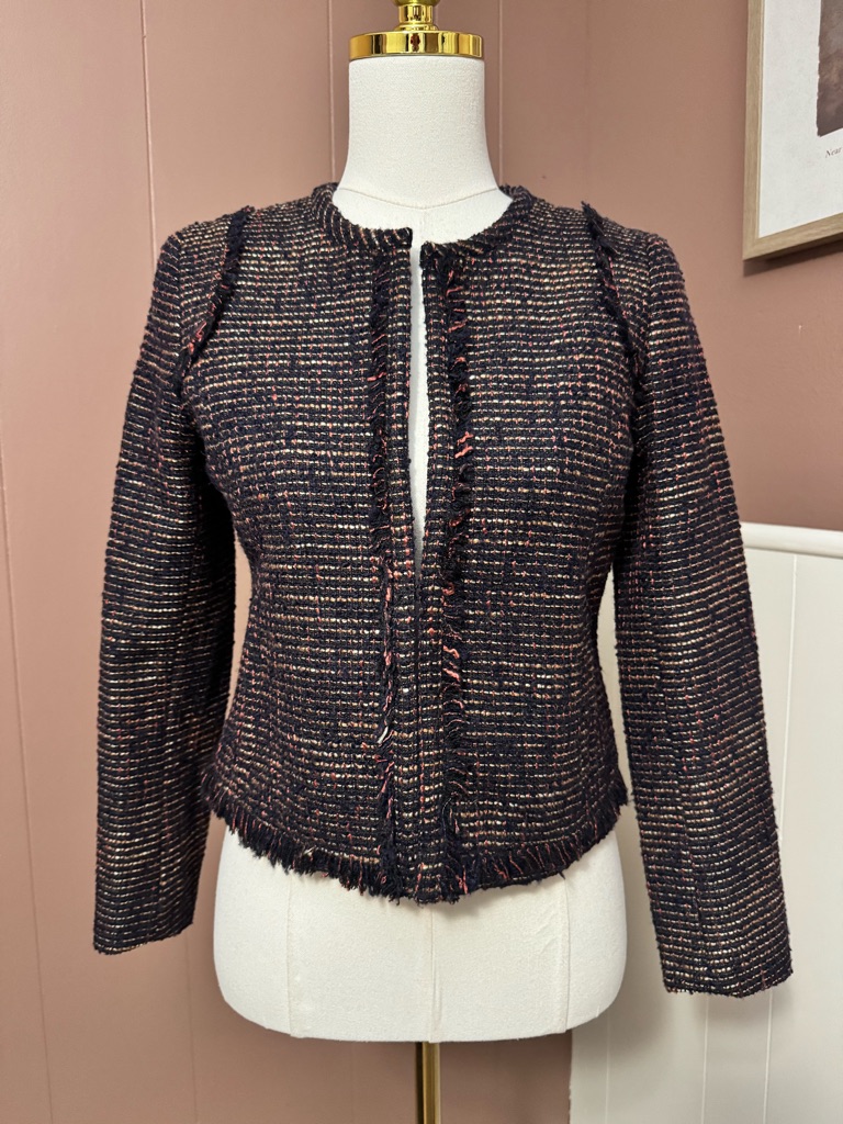 Nwt Banana Republic Womenâs Tailored Tweed Fringe Trim Jacket